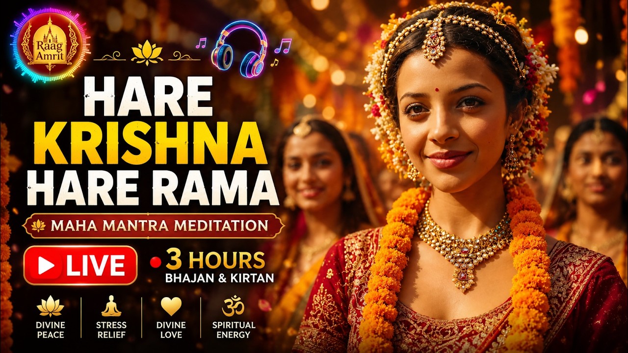🙏 Hare Krishna Hare Rama | 3 hours Live Bhajan & Kirtan | Maha Mantra Meditation Music 🙏