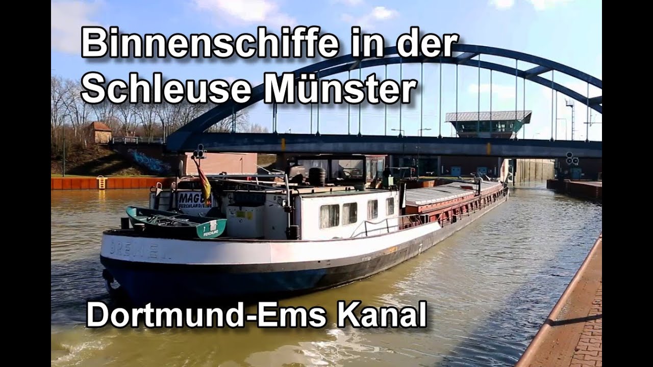 Binnenschiffe in der Schleuse Münster - Dortmund-Ems Kanal