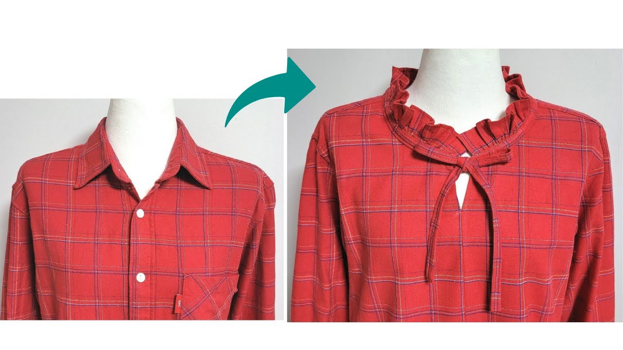 DIY 30분만에 셔츠를 블라우스로 만들기/Turn a shirt into a blouse in 30 minutes/Upcycling a Shirt/셔츠 리폼
