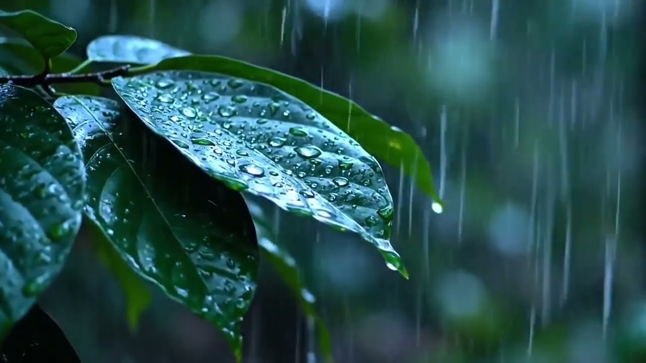 10 Hours of Gentle Rain on Lush Green Leaves for Deep Sleep and Calming Nature Ambience