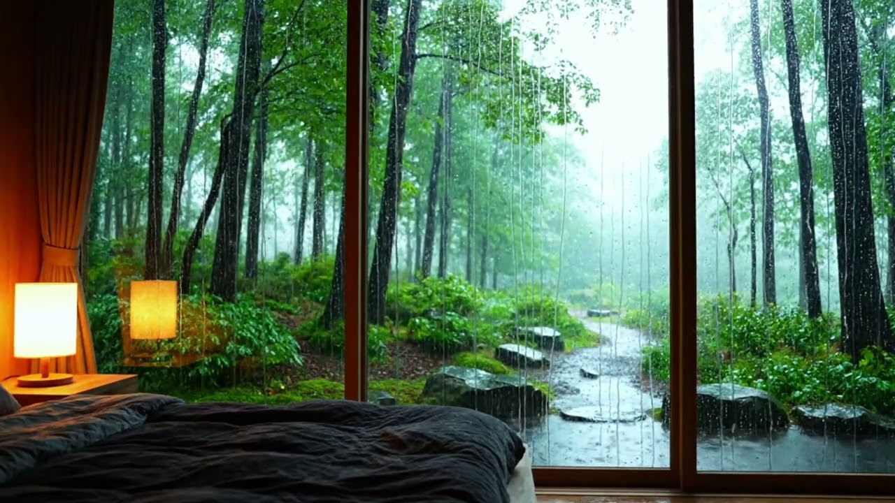 Cozy Rain on Window with Thunder Sounds – 3 Hours Storm Ambience for Sleep & Focus