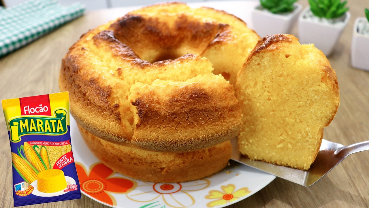BOLO DE FLOCÃO FOFINHO DE LIQUIDIFICADOR