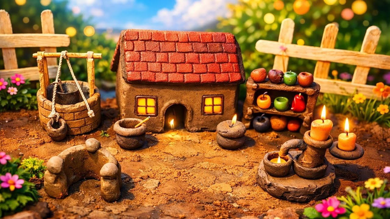 Vintage clay home making #minecraft #clay #mud #miniaturecooking 