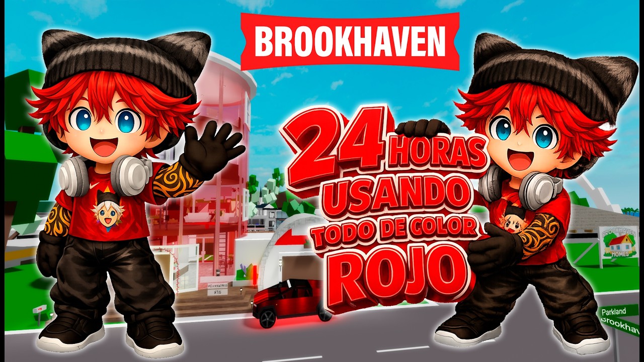 ¡24 HORAS usando SOLO el COLOR ROJO en Brookhaven! 🔴 (NO fue buena idea)