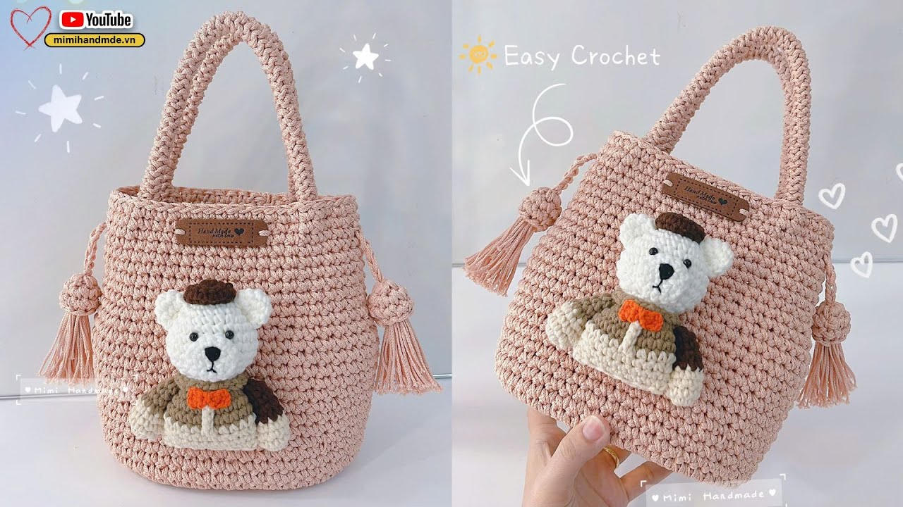 Móc Túi Gấu Bear Có Tua Rua Đẹp Mắt 🧸 Crochet Bear Bag Tutorial | Mimi Handmade