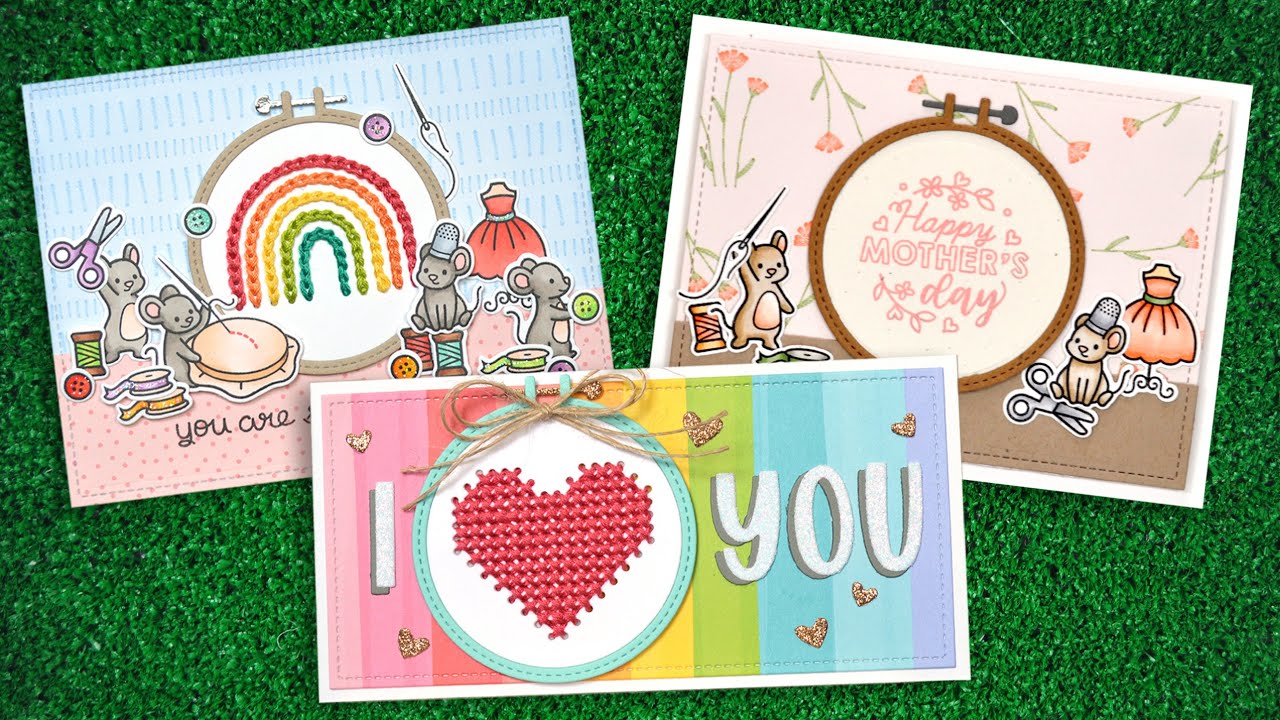 Intro to Embroidery Hoop + Rainbow Add-On + 3 cards from start to finish