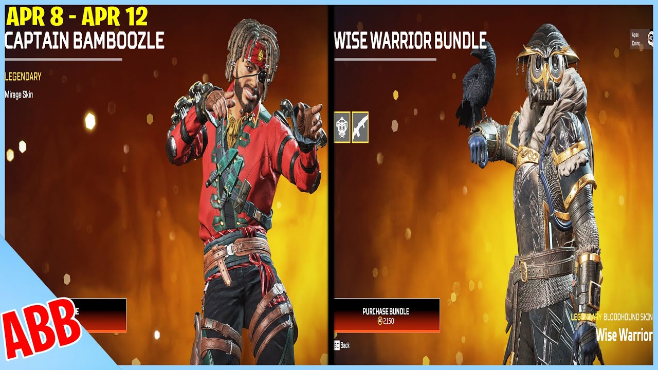APEX LEGENDS ITEM SHOP TODAY - WISE WARRIOR BLOODHOUND & CAPTAIN BAMBOOZLE MIRAGE SKIN