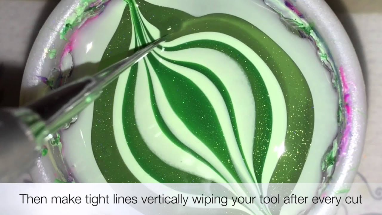 Zig Zag Watermarble nails