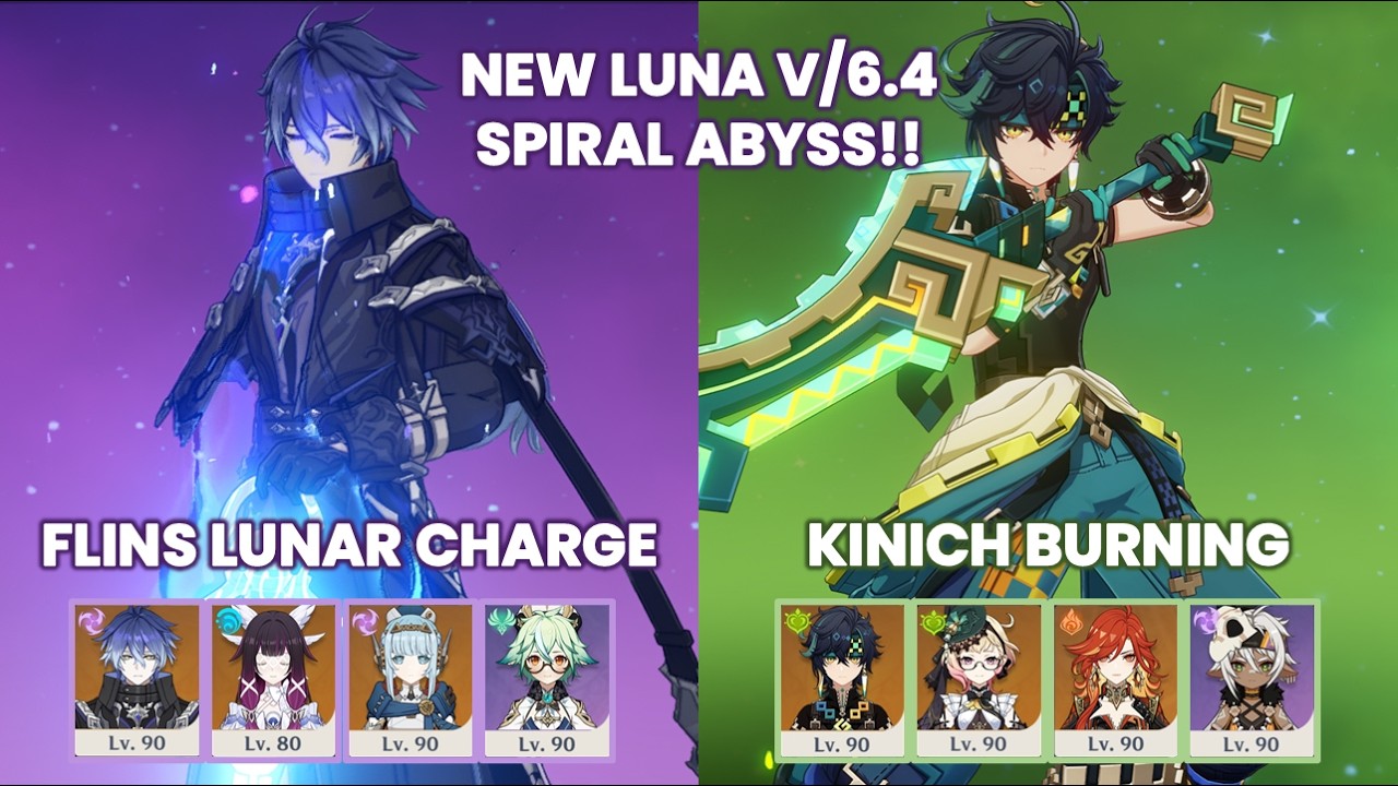 NEW Luna V 6.4 Spiral Abyss!! | C0 Flins Lunar Charge & C0 Kinich Burning | Genshin Impact