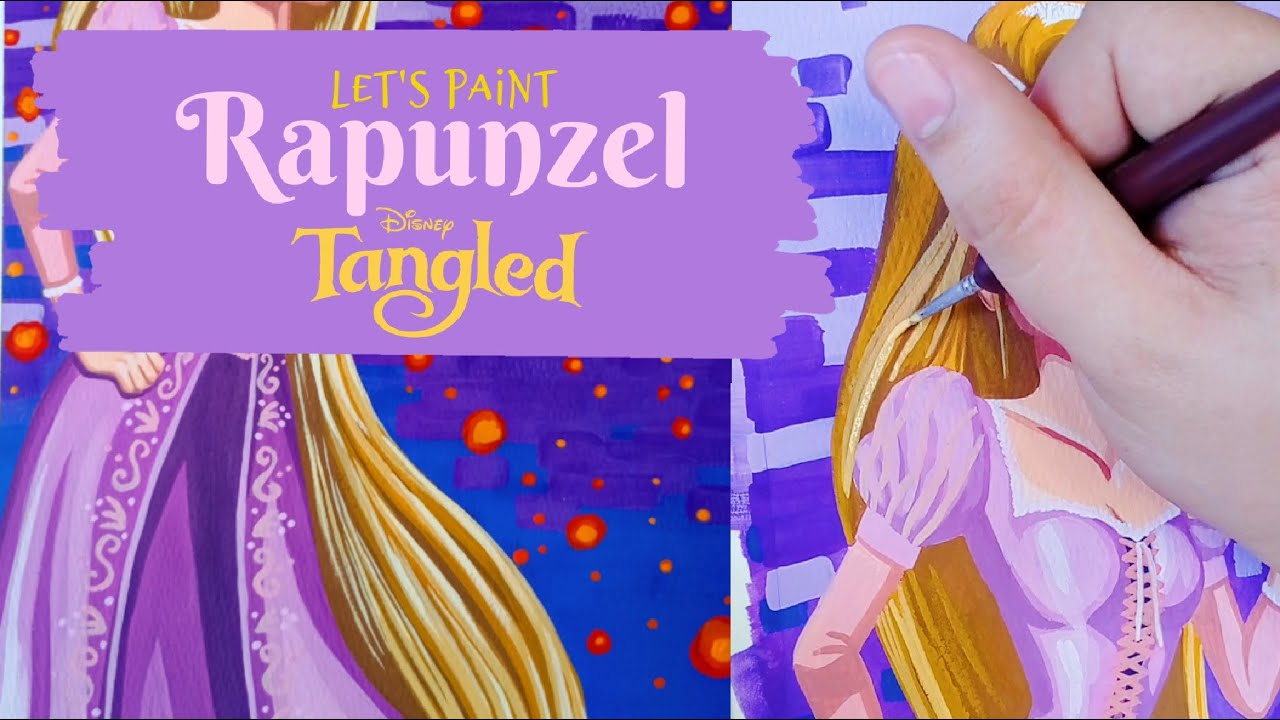 Painting Rapunzel from Disney's Tangled in my Art Style | Gouache Painting