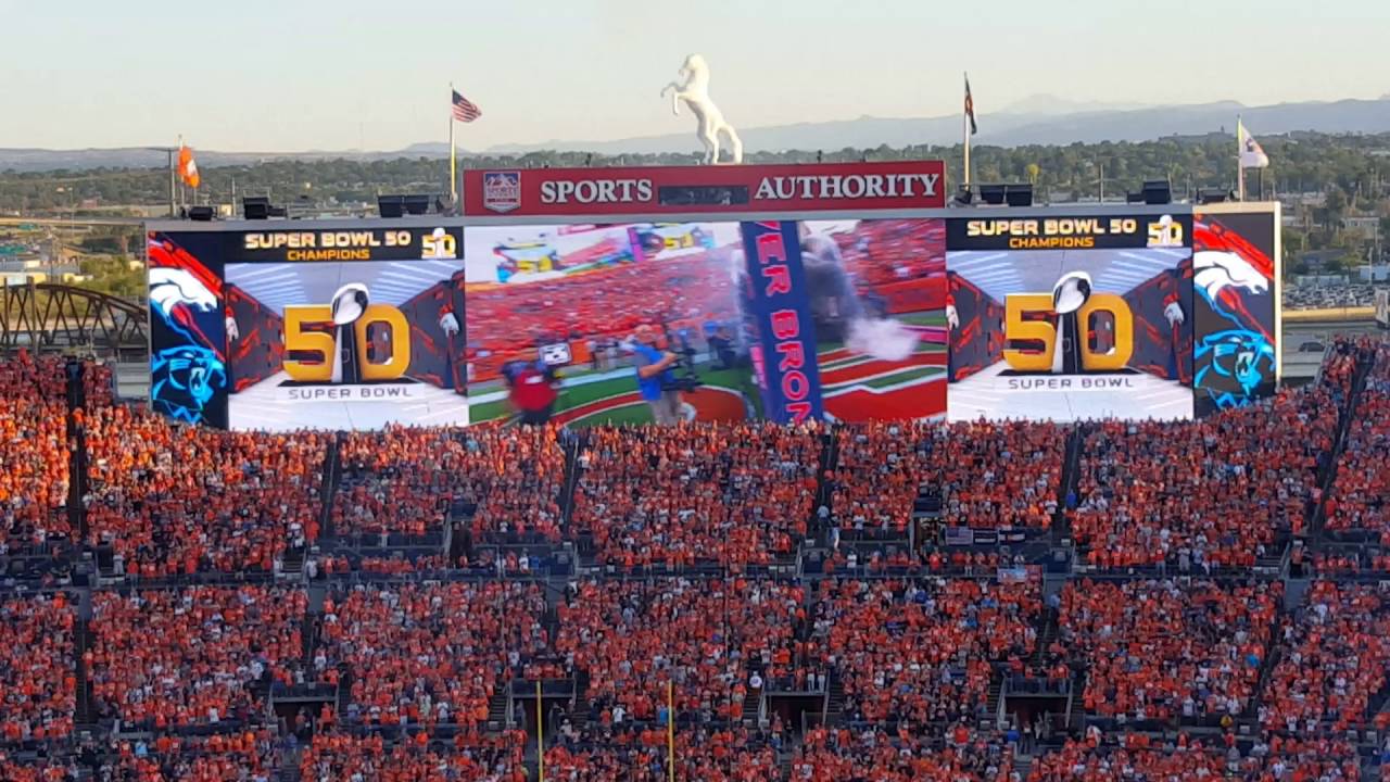 Superbowl and player introductions - Panthers at Broncos - September 8, 2016