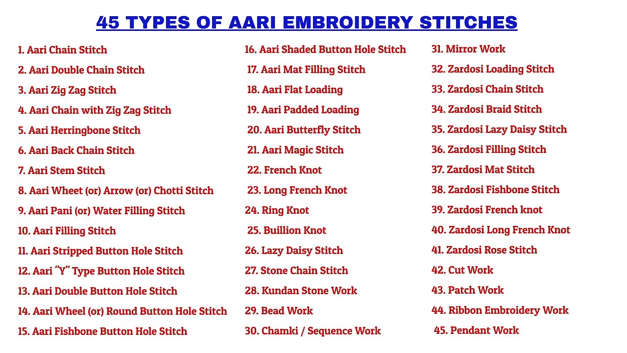 Aari Embroidery Class 1 - Types of Aari Embroidery Stitches || Tutorial in Tamil