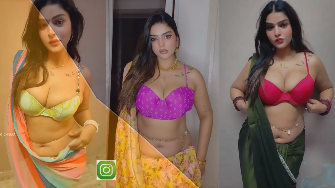 vinni chitara hot saree naval instagram reels | Indian hot girl naval saree reels video 