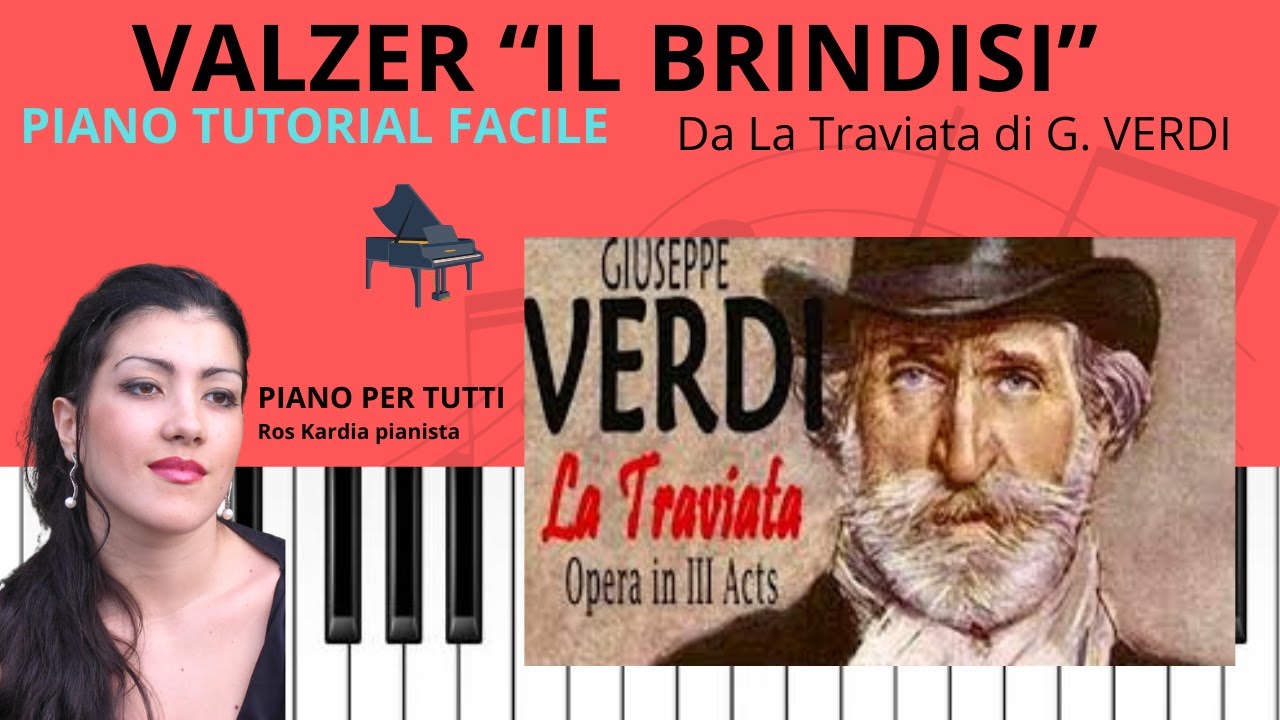 Impara velocemente Il Brindisi da LA TRAVIATA Di G. Verdi  versione Facile- Easy Piano tutorial