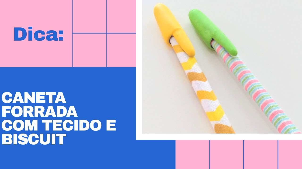 CANETA FORRADA COM TECIDO E BISCUIT