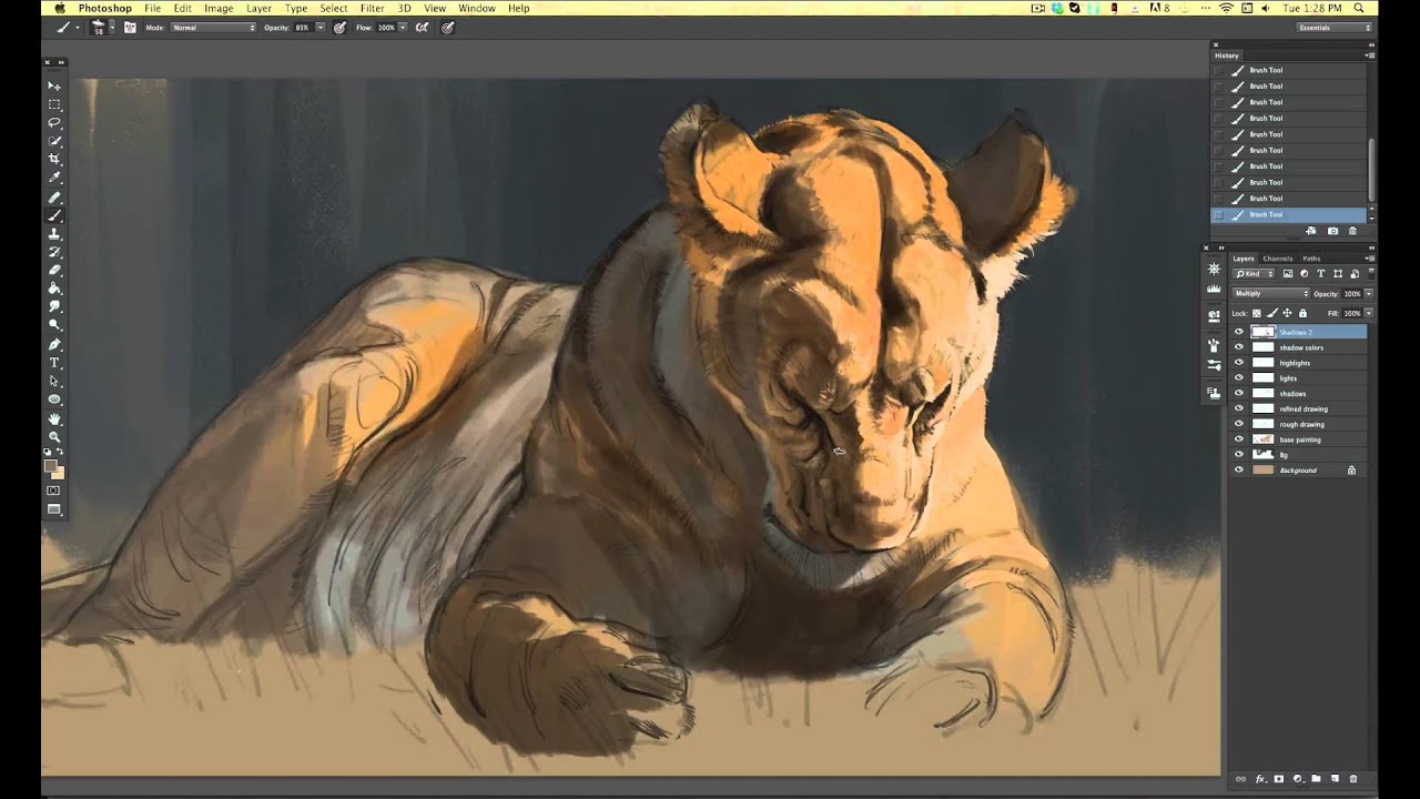 Lioness Time Lapse Photoshop Painting.