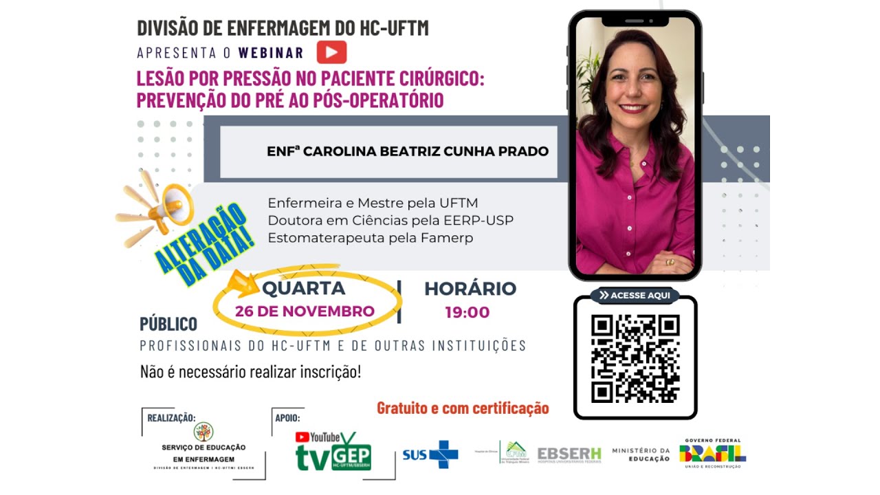 Webinar: Lesão por pressão no paciente cirúrgico: prevenção do pré ao pós-operatório