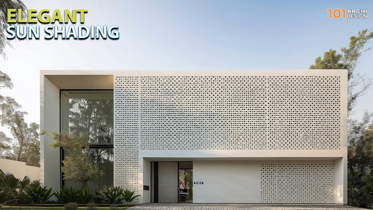 Modern Minimalist House with Elegant Sun Shading to Filter Natural Lights