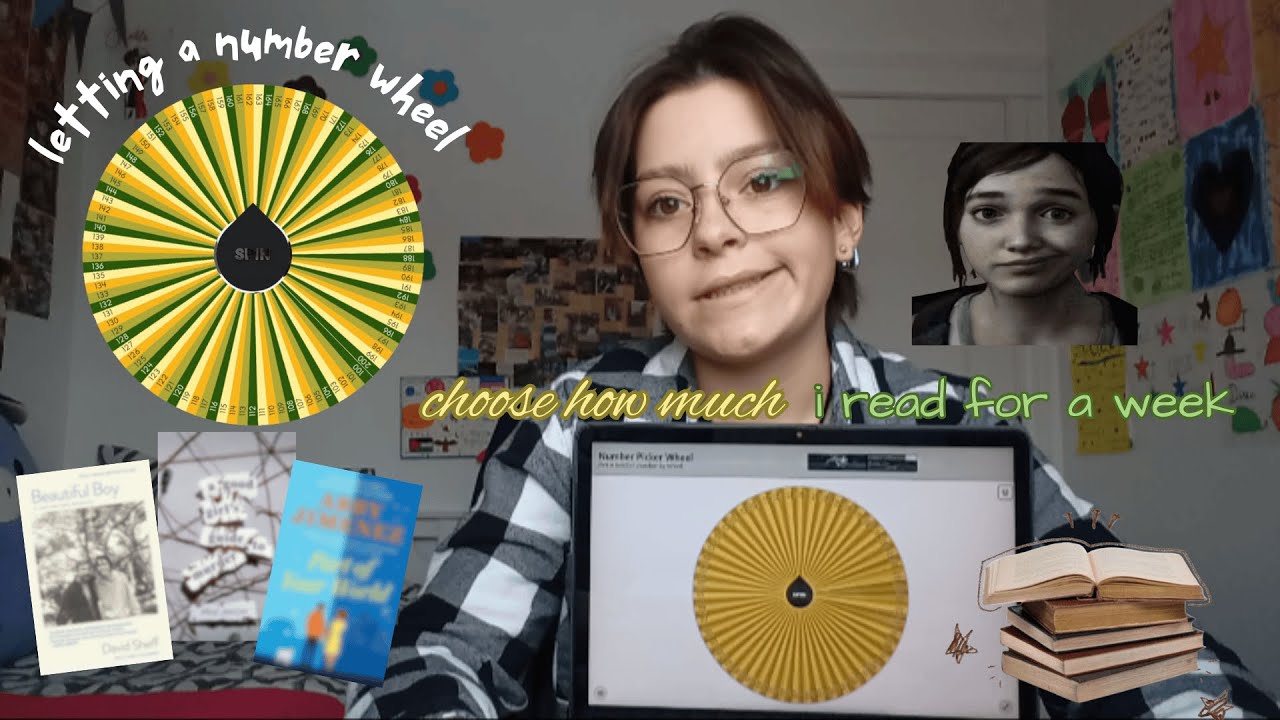 number wheel chooses how many pages i read in a day, for a week🛞📖🍵