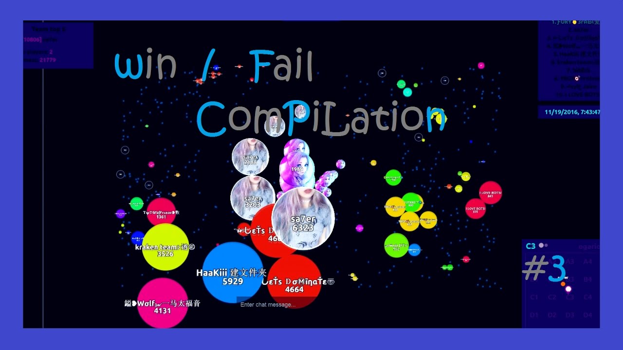 Agar.io//Win/Fail Compilation Best Doublesplit Ever #3