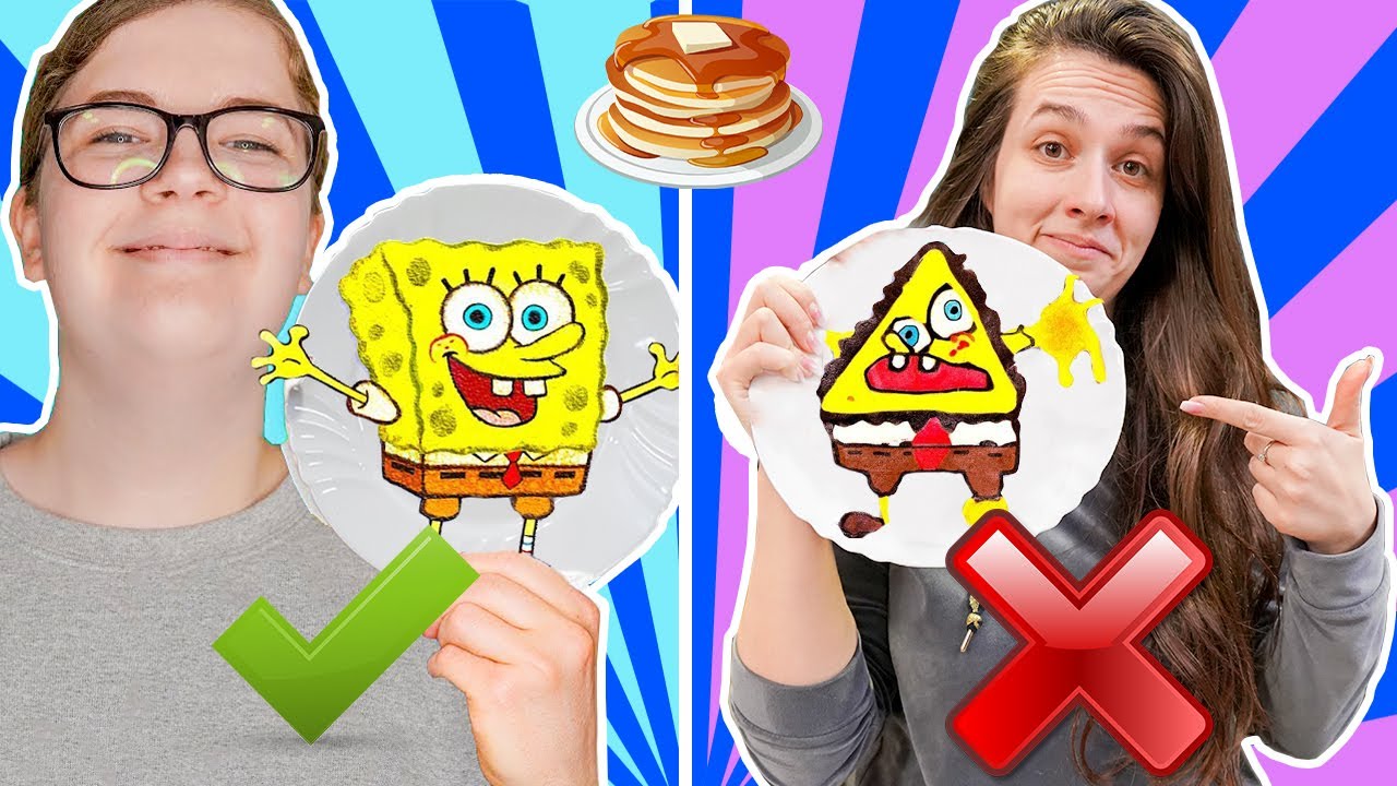 Pancake Art Challenge !! JECA VS NACA - SundjerBob