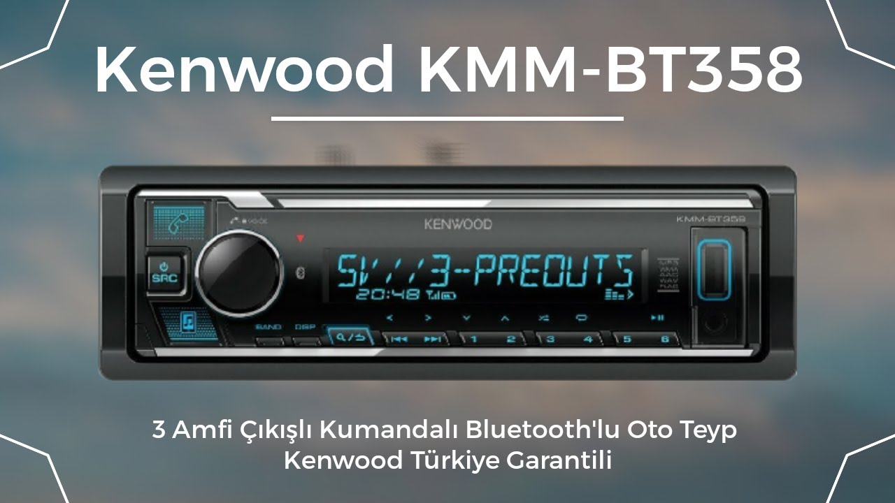 Kenwood KMM-BT358 3 Amfi Çıkışı Kumandalı Bluetooth'lu Oto Teyp Kenwood Türkiye Garantili