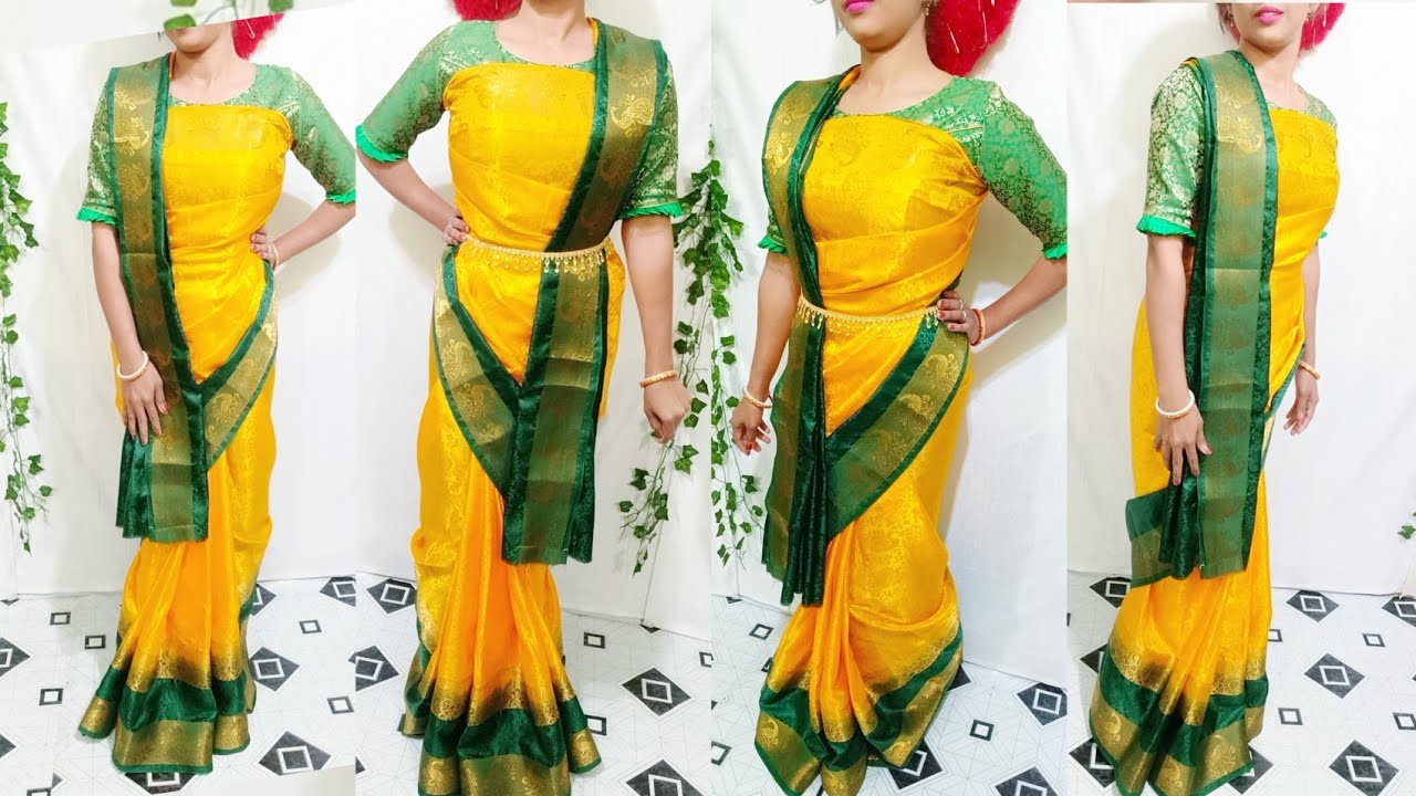 Different style Saree Draping Tutorial/New style Saree Draping/Coorgi Drape Saree perfectly