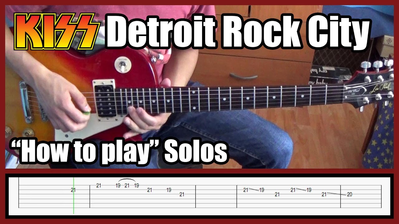 Kiss Detroit Rock City SOLOS LESSON with tabs HD