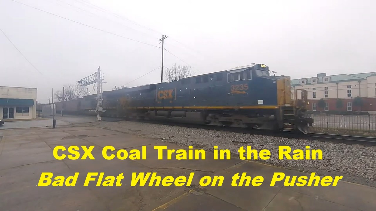 Bad Flat Wheel on Coal Train Rear Locomotive Banging Hard - 3235, 3287, 3454 - 2018