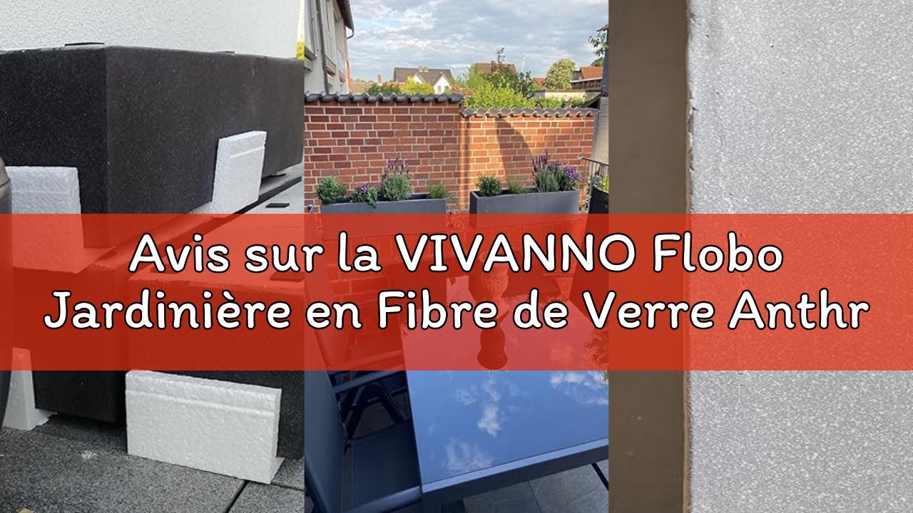 Avis sur la VIVANNO Flobo Jardinière en Fibre de Verre Anthracite 15 x 80 x 17 cm