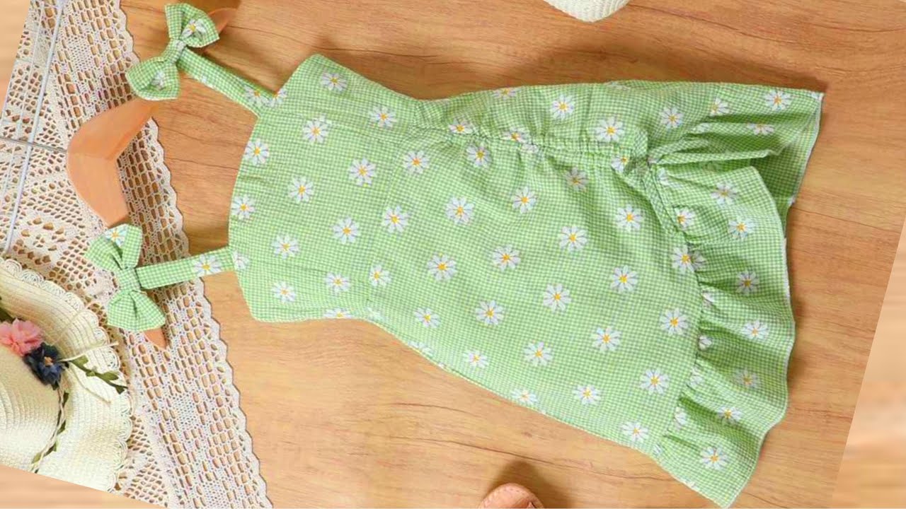 Trendy A-Line Shirred Back Baby Frock Cutting and Stitching | DIY Very Easy and Beautiful Baby Dress