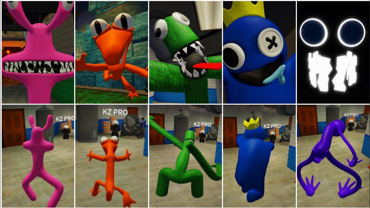 Rainbow Friends 2: Pink Vs Orange Vs Green Vs Blue Vs Purple JUMPSCARES!