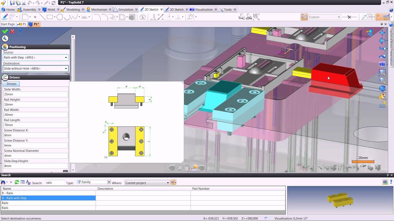 TopSolid'Mold 7: Mold inclusion slide components