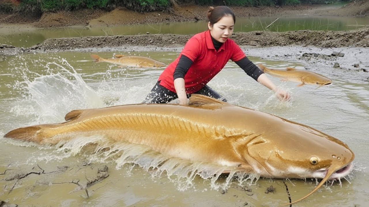 Harvesting Massive Catfish from a Forgotten Pond – Selling at the Market!