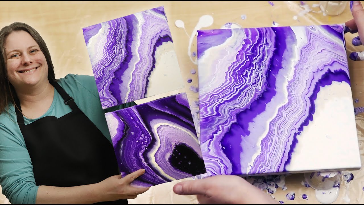 (562) Stunning and Simple Purple Geode Acrylic Pour Painting!