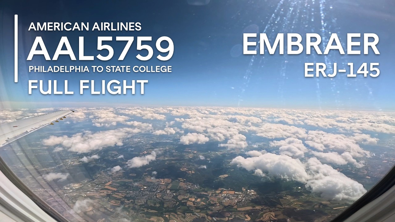 FULL FLIGHT [4K]: Philadelphia to State College  | American Airlines AAL5759 - ERJ-145 - PHL to SCE
