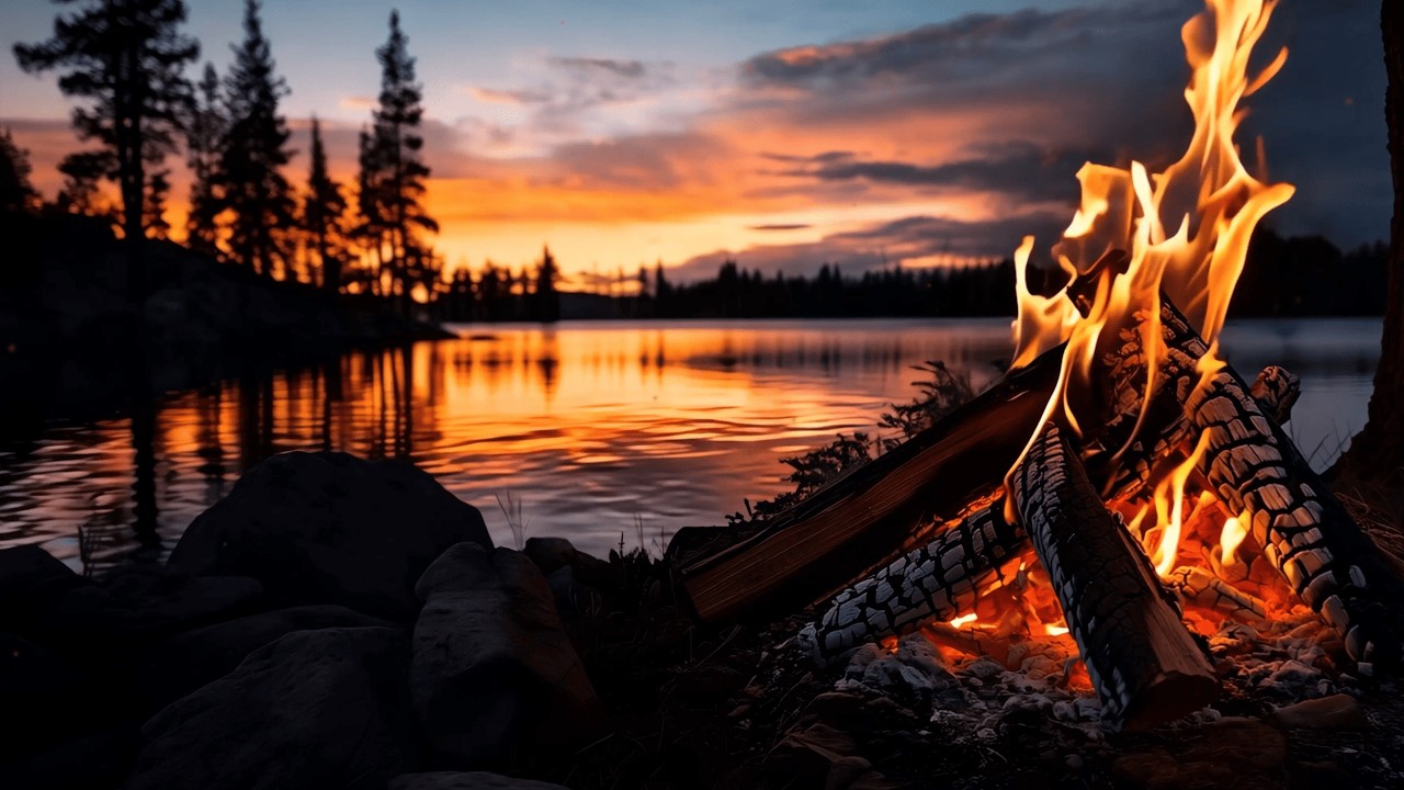 Fall Asleep to a Forest River at Night 🔥🌙 4K Campfire & Flowing Water ASMR