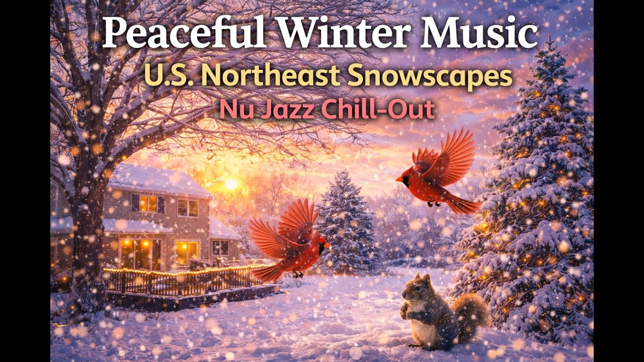 Peaceful Snowstorm Music: U.S. Northeast Snowscapes 4K #relaxationmusic #calmmusic #nujazz #chillout