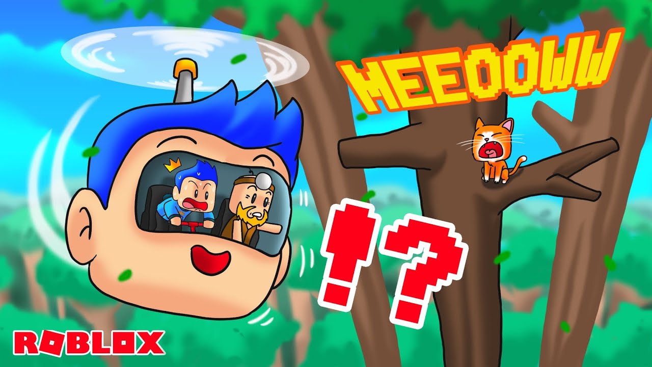 KEPALAKU JADI HELIKOPTER DEMI SELAMATKAN KUCING LUCU TERSANGKUT DI ATAS POHON ROBLOX!!