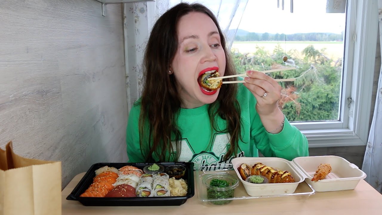 ASMR Whisper | Eating Sounds Sushi, Maki, Tempura | Mukbang 먹방