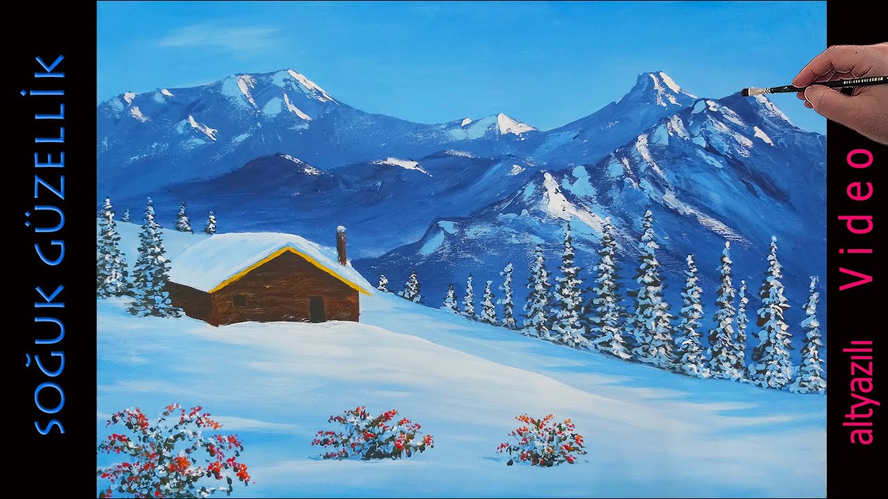 Kolay Resim Nasıl Yapılır #52 | Manzara Resmi | Kış Resmi / Acrylic Painting Easy Painting #Resim