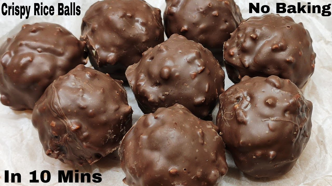 Crispy Puffed chocolate Balls In 10 Mins, Only 3 Ingredients Without Baking | क्रिस्पी राइस बॉल्स