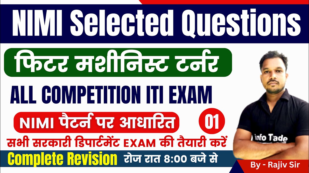Fitter Machinist Turner NIMI Question Bank Class - 1|  NPCIL | SAIL | ISRO Class- By Rajiv Sir