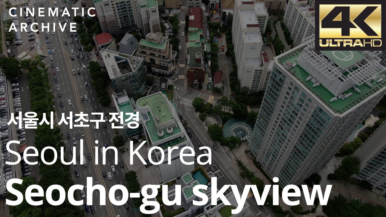 한눈에 보이는 서울시 서초구 / Seocho-gu area of Seoul, Korea Drone - 국립중앙도서관,몽마르뜨공원,서래마을,법원,드론|시네마틱아카이브-대한민국영상소스