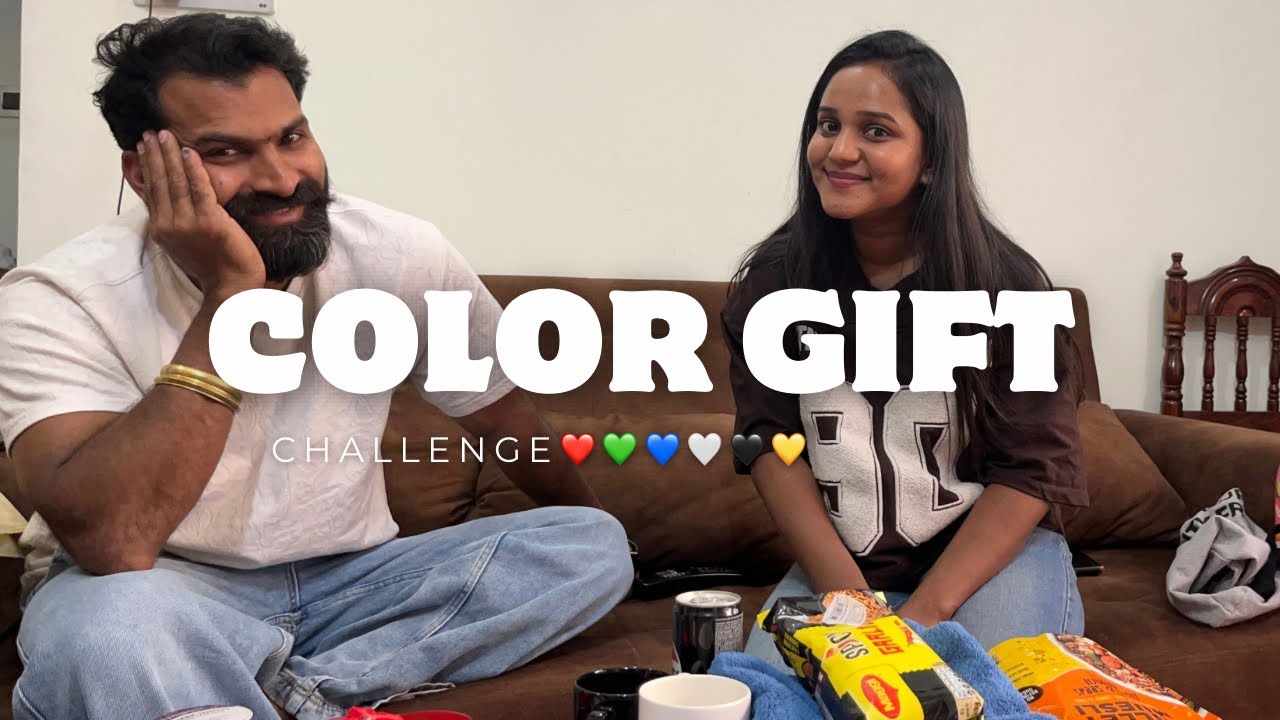 Color gift challenge ✨ /ಸಂಜು ಏನೆಲ್ಲಾ ತಂದು ಕೊಟ್ರು ನೋಡಿ 🤷🏻‍♀️... / Megha & Sanju vlogs 