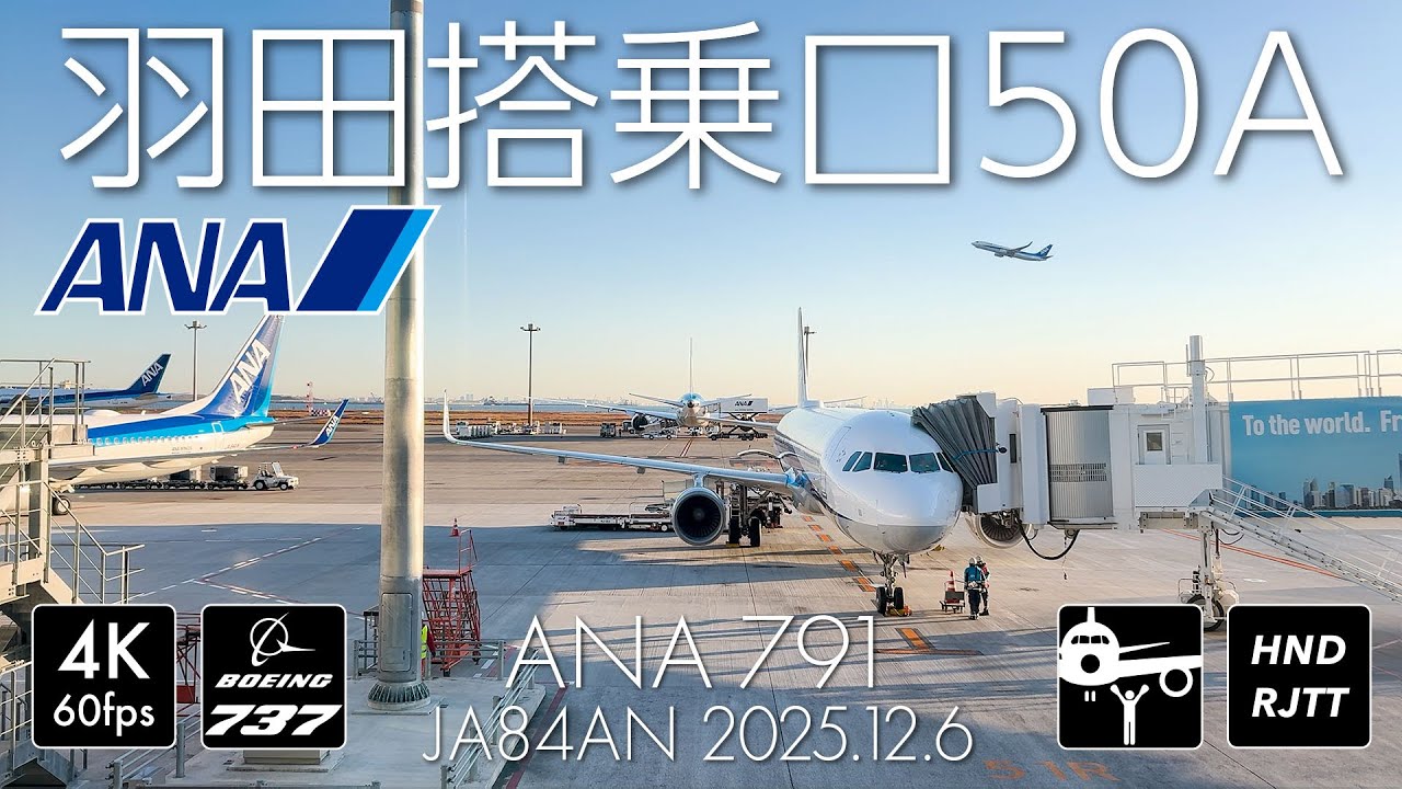 [空港環境音] 羽田空港第2ターミナル 搭乗口50A [JA84AN] #airport