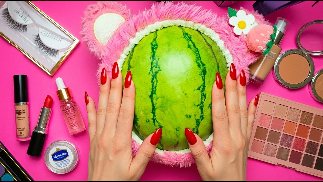 ASMR Makeup on Watermelon 🍉 ( No Talking)