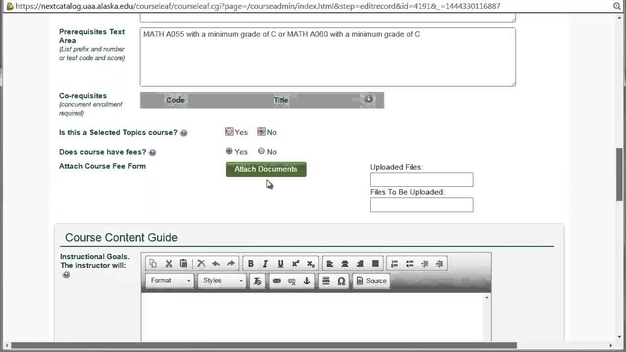 UAA CIM Training: New Courses, Course Edits