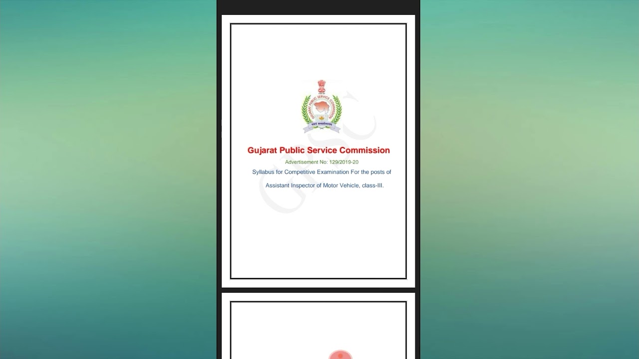 GPSC Assistant Inspector of Motor Vehicle Class 3 full syllabus