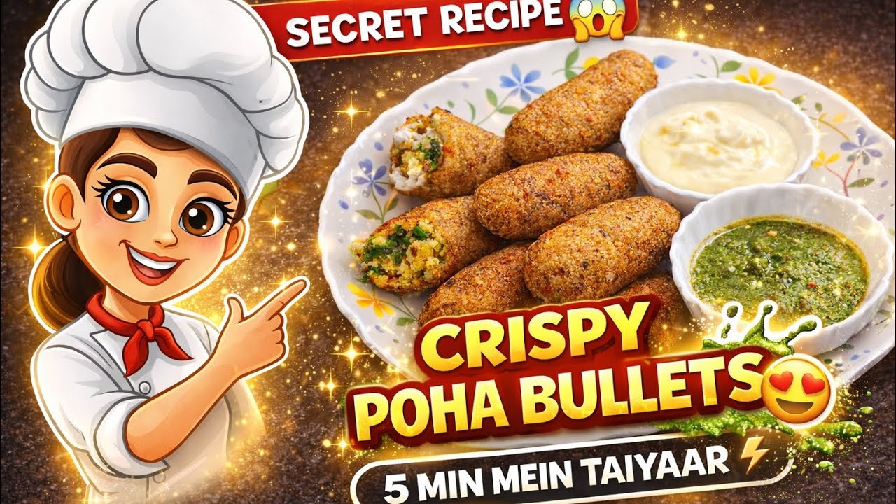 Poha Se Banaye Crispy Bullets 😱 | 5 Min Instant Nashta Recipe